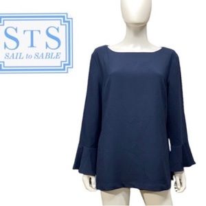 Sail To Sable Navy Blue Bell Sleeve Top.  XS